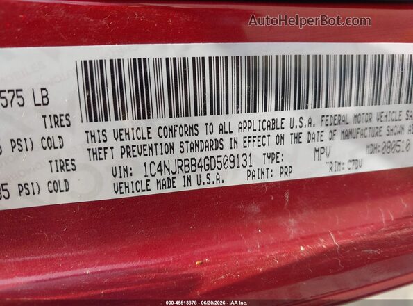 1C4NJRBB4GD509131 2016 JEEP PATRIOT Red Вид підкапотного простору