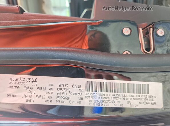 1C4NJRBB7GD672484 2016 JEEP PATRIOT Черный Вид наклейки с VIN-кодом