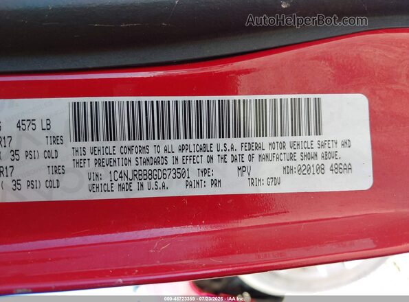 1C4NJRBB8GD673501 2016 JEEP PATRIOT Red ძრავის განყოფილების ხედი