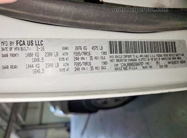 1C4NJRBB8GD684787 2016 JEEP PATRIOT White VIN sticker view
