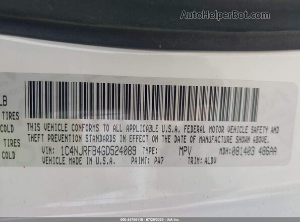 1C4NJRFB4GD524089 2016 JEEP PATRIOT White Widok komory silnika