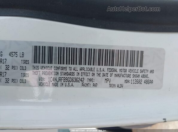 1C4NJRFB9GD636242 2016 JEEP PATRIOT Белый Вид подкапотного пространства