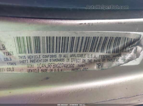 1C4NJRFBXGD740366 2016 JEEP PATRIOT Silver Вид підкапотного простору