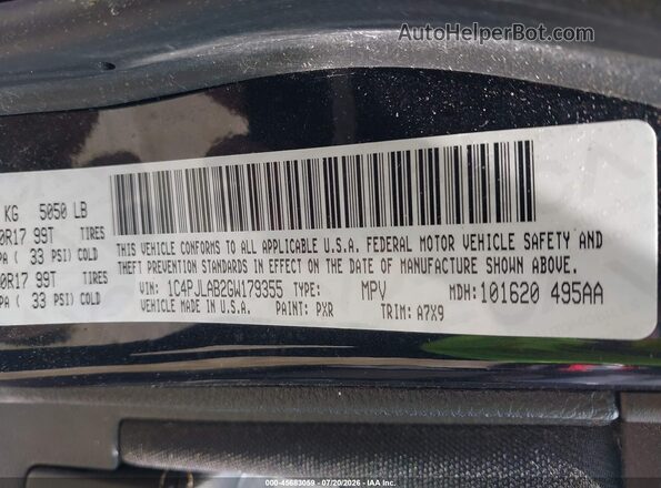 1C4PJLAB2GW179355 2016 JEEP CHEROKEE Черный Вид подкапотного пространства