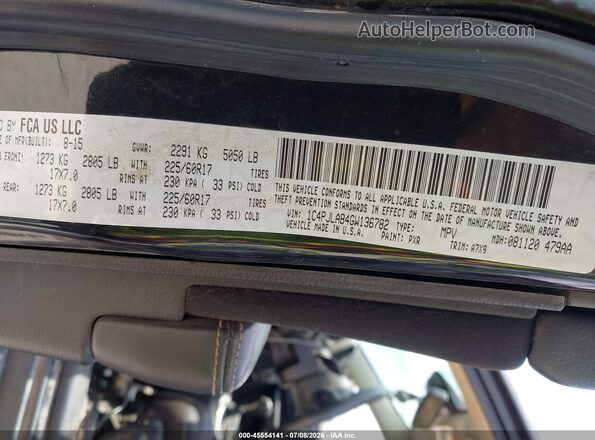 1C4PJLAB4GW136782 2016 JEEP CHEROKEE Black Vista del compartimento del motor