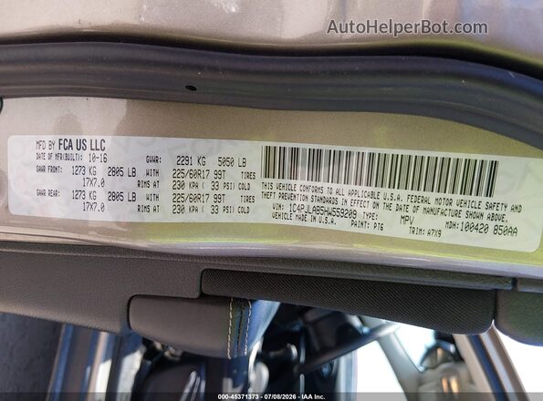 1C4PJLAB5HW559209 2017 JEEP CHEROKEE Бежевый Вид подкапотного пространства