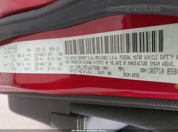 1C4PJLAB7HW577890 2017 JEEP CHEROKEE Red Vista del compartimento del motor