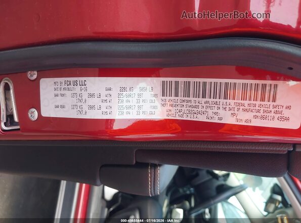 1C4PJLCB2GW342471 2016 JEEP CHEROKEE Red Widok komory silnika