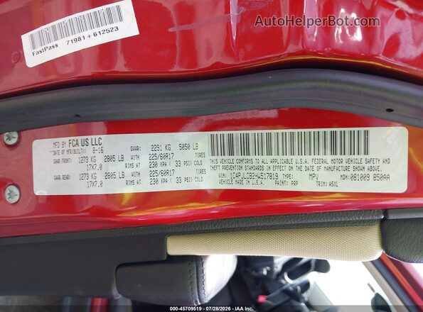1C4PJLCB2HW517819 2017 JEEP CHEROKEE Красный Вид подкапотного пространства