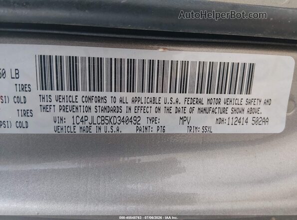 1C4PJLCB5KD340492 2019 JEEP CHEROKEE Brown Widok komory silnika