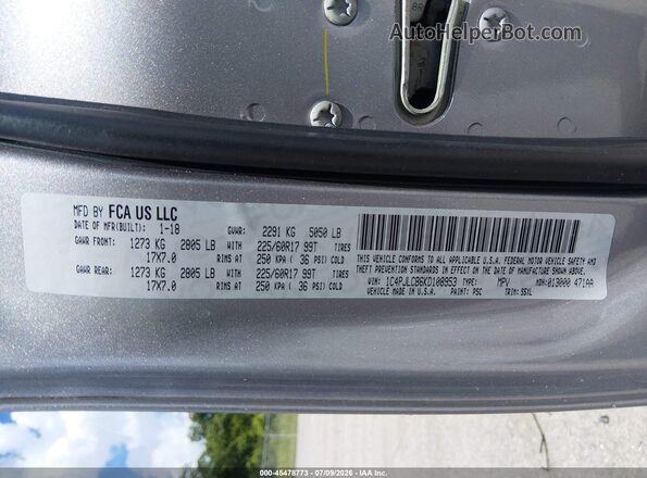 1C4PJLCB6KD108953 2019 JEEP CHEROKEE Gray ძრავის განყოფილების ხედი