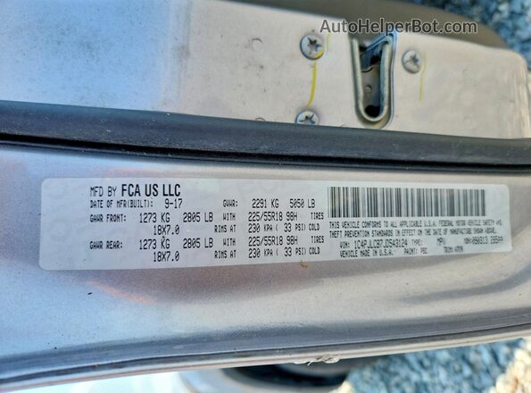 1C4PJLCB7JD543124 2018 JEEP CHEROKEE Silver VIN sticker view