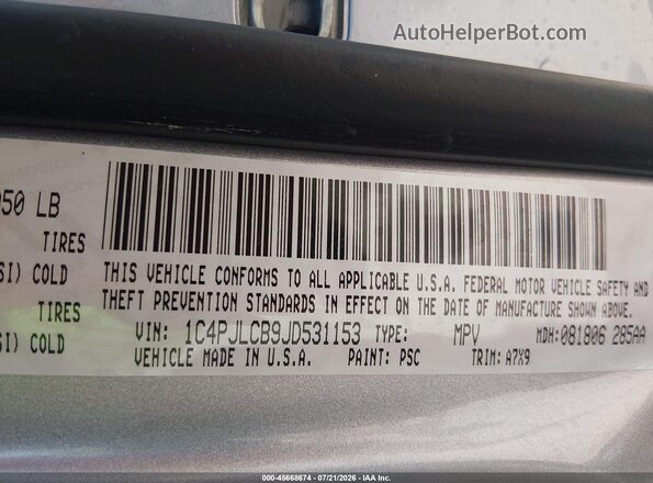 1C4PJLCB9JD531153 2018 JEEP CHEROKEE Silver Engine compartment view