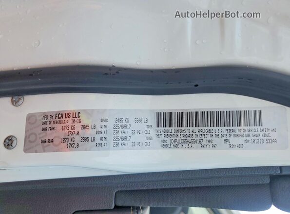1C4PJLCS5HW554167 2017 JEEP CHEROKEE White VIN կոդի պիտակի տեսք