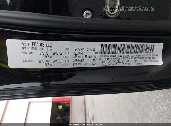 1C4PJLCX2JD583767 2018 JEEP CHEROKEE Black ძრავის განყოფილების ხედი