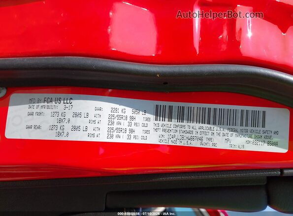 1C4PJLDB1HW667046 2017 JEEP CHEROKEE LIMITED FWD Red Widok komory silnika