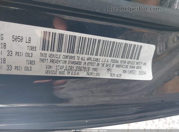 1C4PJLDB1JD567918 2018 JEEP CHEROKEE Черный Вид подкапотного пространства