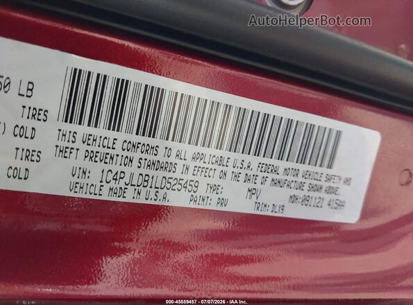 1C4PJLDB1LD525459 2020 JEEP CHEROKEE Red Widok komory silnika