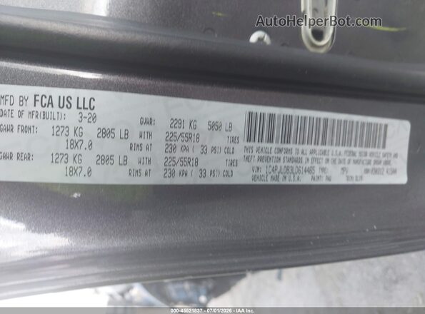 1C4PJLDB3LD614465 2020 JEEP CHEROKEE Gray Շարժիչի բաժամունքի տեսք