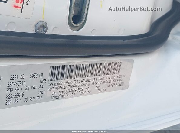 1C4PJLDB4KD347979 2019 JEEP CHEROKEE White Widok komory silnika