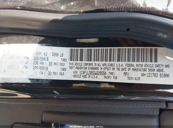 1C4PJLDB5GW229550 2016 JEEP CHEROKEE Черный Вид подкапотного пространства