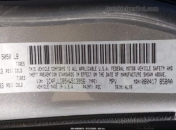 1C4PJLDB5HW513956 2017 JEEP CHEROKEE Silver Vista del compartimento del motor