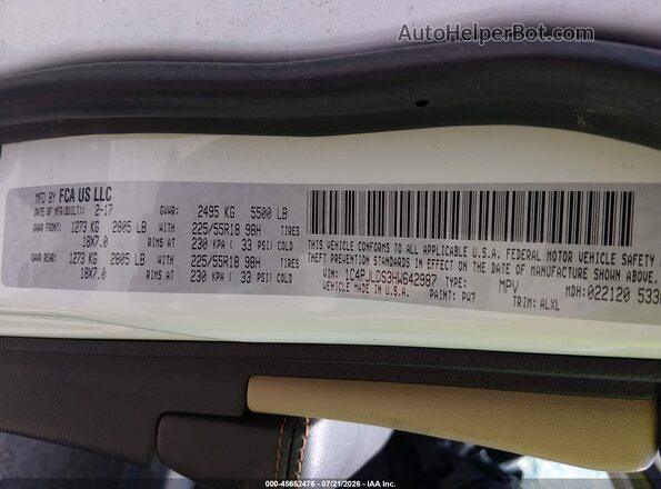 1C4PJLDS3HW642987 2017 JEEP CHEROKEE Белый Вид подкапотного пространства