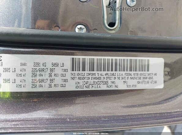 1C4PJLLB1KD275365 2019 JEEP CHEROKEE Gray Rear seats view