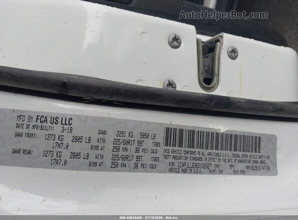 1C4PJLLB3KD132627 2019 JEEP CHEROKEE White Widok komory silnika