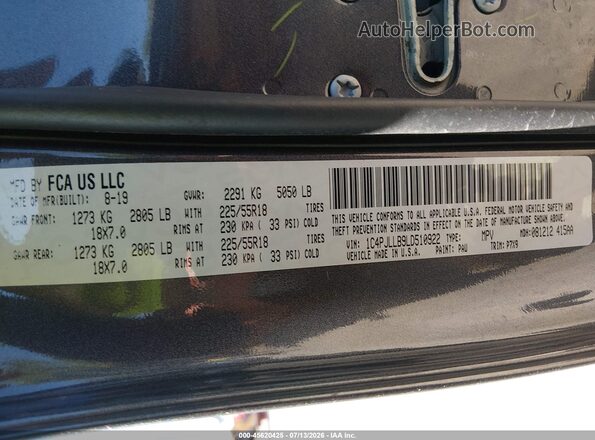 1C4PJLLB9LD510922 2020 JEEP CHEROKEE Gray Widok komory silnika
