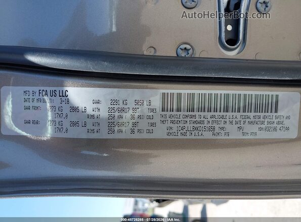 1C4PJLLBXKD151658 2019 JEEP CHEROKEE Gray Շարժիչի բաժամունքի տեսք