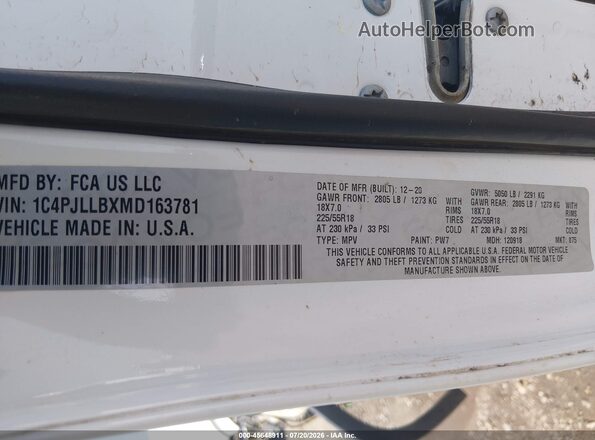 1C4PJLLBXMD163781 2021 JEEP CHEROKEE White Widok komory silnika