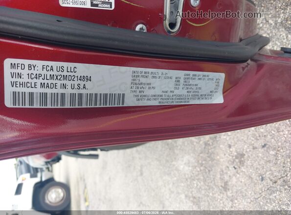 1C4PJLMX2MD214894 2021 JEEP CHEROKEE Red ძრავის განყოფილების ხედი