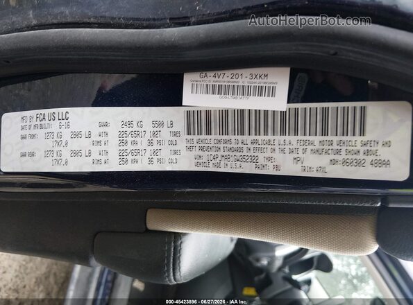 1C4PJMAB1GW352322 2016 JEEP CHEROKEE Blue Շարժիչի բաժամունքի տեսք