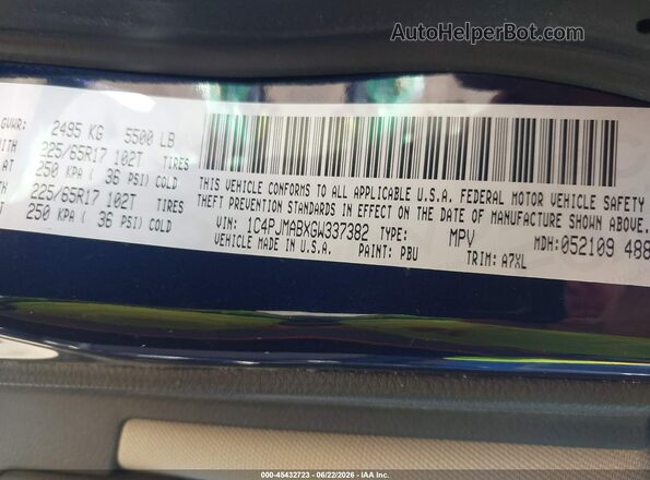 1C4PJMABXGW337382 2016 JEEP CHEROKEE Blue Շարժիչի բաժամունքի տեսք