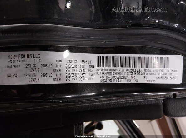 1C4PJMAS5GW238971 2016 JEEP CHEROKEE Black Շարժիչի բաժամունքի տեսք