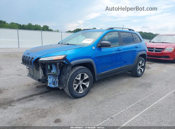 1C4PJMBB8HW599515 2017 JEEP CHEROKEE Синий Передняя левая четверть