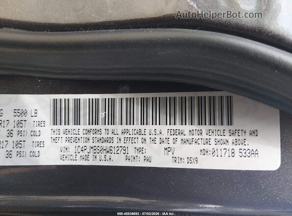 1C4PJMBS0HW612791 2017 JEEP CHEROKEE Gray Vista del compartimento del motor