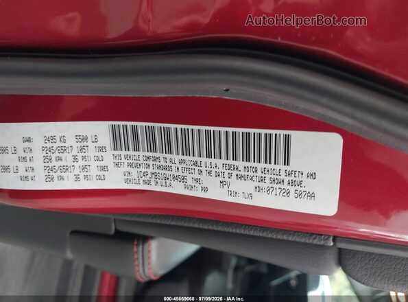 1C4PJMBS1GW104585 2016 JEEP CHEROKEE Burgundy Engine compartment view
