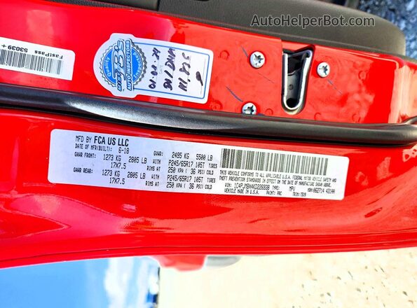 1C4PJMBX4KD226938 2019 JEEP CHEROKEE Red VIN კოდის სტიკერის ხედი