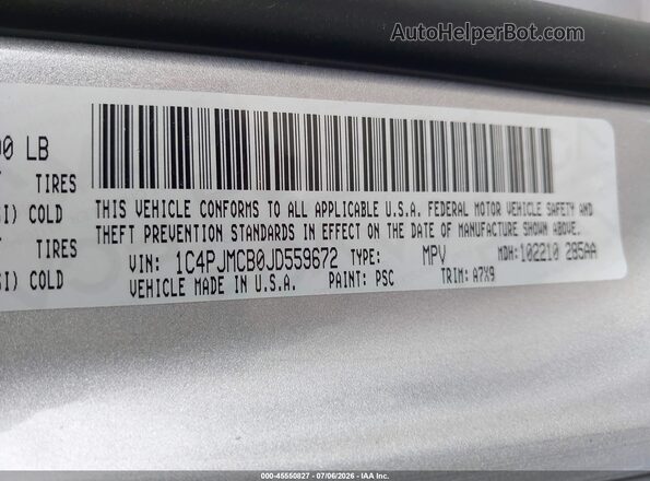 1C4PJMCB0JD559672 2018 JEEP CHEROKEE Gray Շարժիչի բաժամունքի տեսք