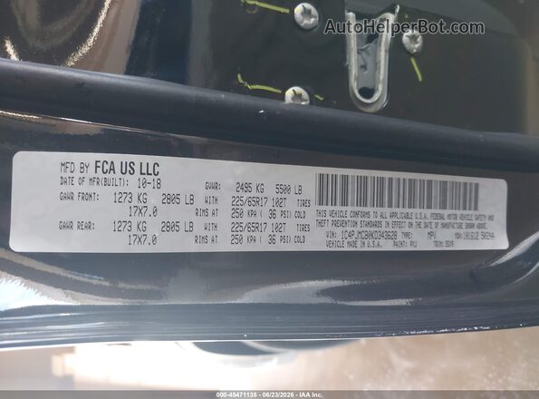 1C4PJMCB0KD343628 2019 JEEP CHEROKEE Черный Вид подкапотного пространства