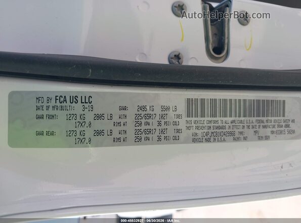 1C4PJMCB1KD429966 2019 JEEP CHEROKEE White ძრავის განყოფილების ხედი