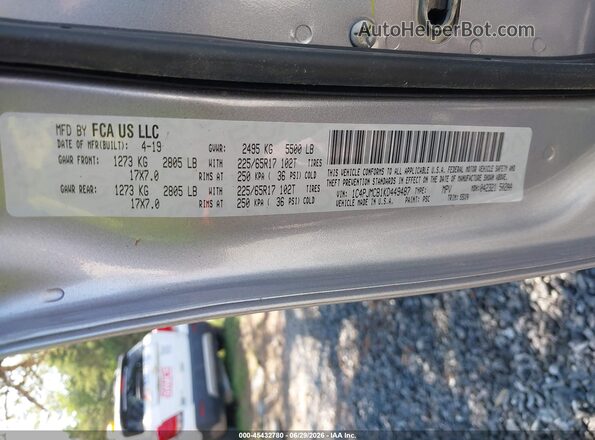 1C4PJMCB1KD449487 2019 JEEP CHEROKEE Серебряный Вид подкапотного пространства