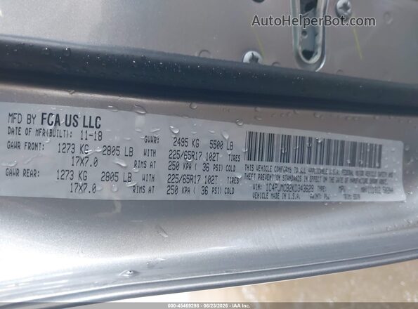 1C4PJMCB2KD343629 2019 JEEP CHEROKEE Silver Vista del compartimento del motor