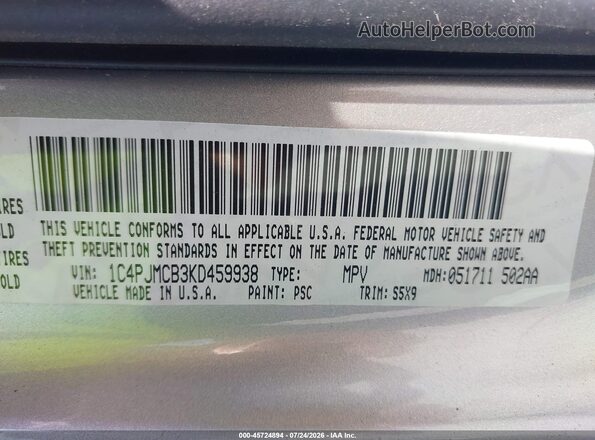 1C4PJMCB3KD459938 2019 JEEP CHEROKEE Серебряный Вид подкапотного пространства