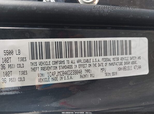 1C4PJMCB4KD239840 2019 JEEP CHEROKEE Black Вид підкапотного простору