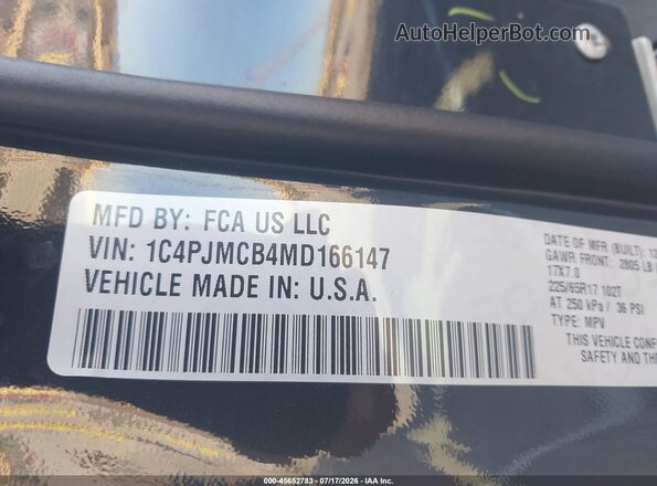 1C4PJMCB4MD166147 2021 JEEP CHEROKEE Black Widok komory silnika