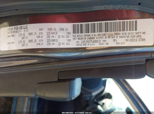 1C4PJMCB6GW152825 2016 JEEP CHEROKEE Серый Вид подкапотного пространства