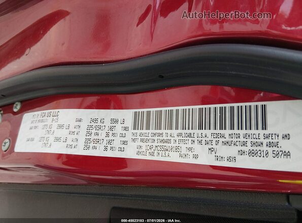 1C4PJMCS5GW101851 2016 JEEP CHEROKEE Red Вид підкапотного простору